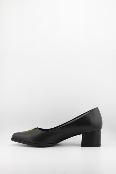 Ragazza Leather Block Heel Loafers with Embellishment